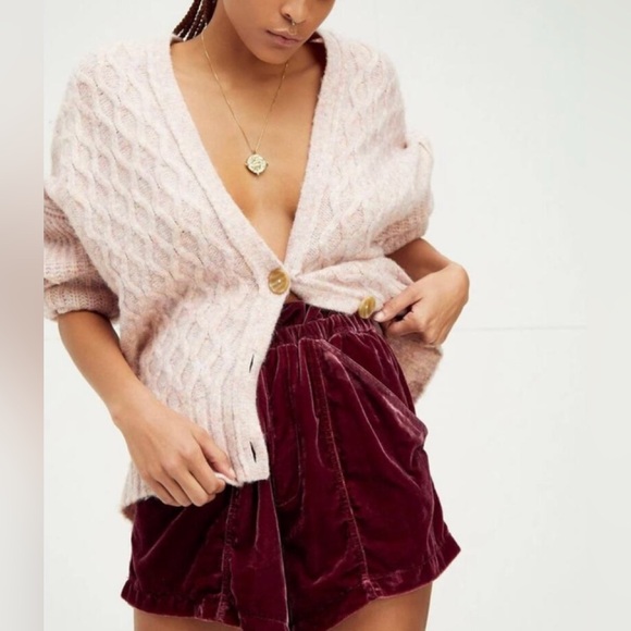 Free People At First Sight Velvet Red Wine Shorts xs - Picture 4 of 12